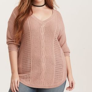 Torrid glitter lurex cable knit v neck sweater